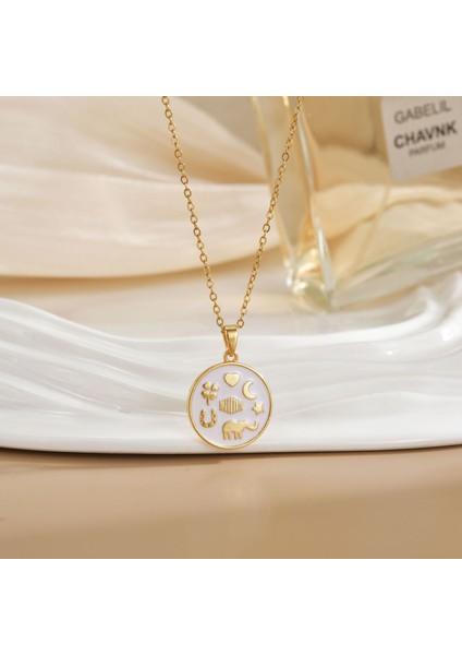 Yeni Kadın Yıldızlar ve Ay Köprücük Kemiği Zinciri Titanyum Çelik Renk Kaybetmez Çok Yönlü Kişilik Tasarım Duygusu Boyun Zinciri Hafif Lüks Stil (Yurt Dışından)