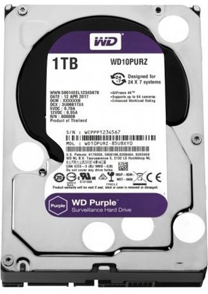 1TB WD Purple SATA 6Gb/s 64MB DV 7x24 WD10PURZ fiyatları