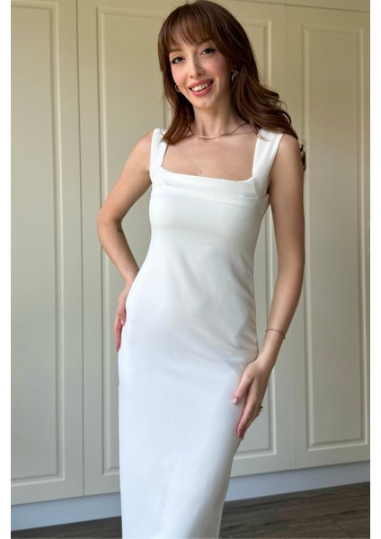 Beyaz Askılı Maxi Elbise modelleri