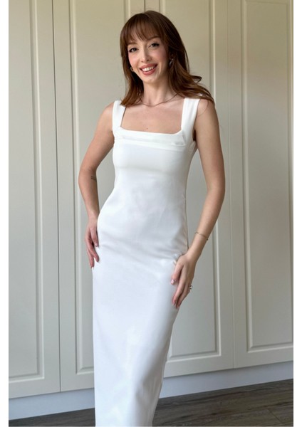 Beyaz Askılı Maxi Elbise indirimleri