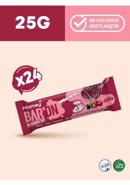 Baron Orman Meyveli Pirinç Patlaklı Bar | Sağlıklı Atıştırmalık – Vegan, Glutensiz (25GR x 24 Adet)