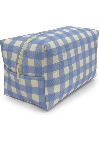 Mavi Çizgili Makyaj Çantası