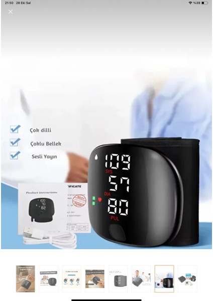 Buğz Konuşan Sesli Şarjlı Tansiyon Aleti Profil Kayıtlı LCD Dokunmatik Ekran modelleri
