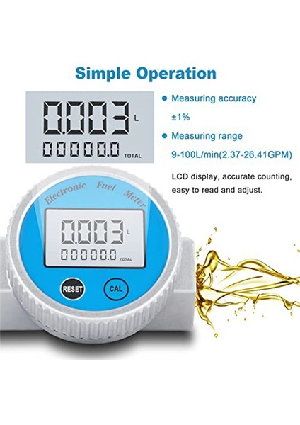 Türbin Akış Ölçer Su Geçirmez Dijital Yakıt Akış Ölçer 2,37-26,41 Gpm (Yurt Dışından) fırsatları