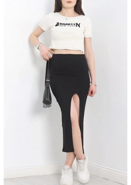 Nakışlı Etekli Takım Siyah Beyaz S3899