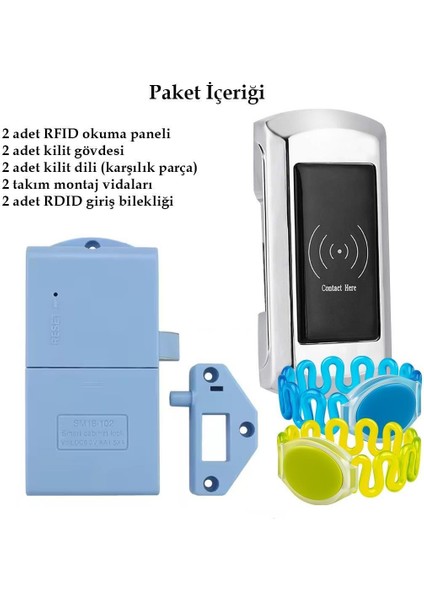 PM-26727 125KHZ Rfıd Dijital Çekmece Dolap Kilidi (2'li Paket)