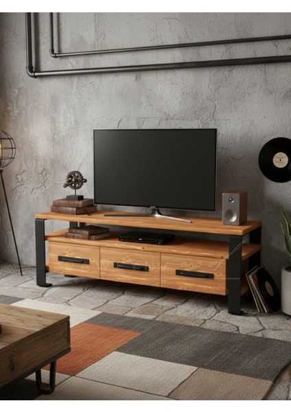 Sea Doğal Ahşap Çekmeceli Tv Ünitesi - 120CM