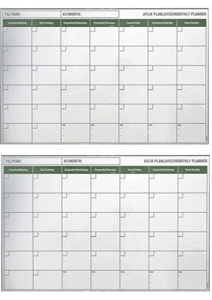 Manyetik Yapışkanlı Bir Aylık Program Planlayıcı Takvim 85X56 cm modelleri