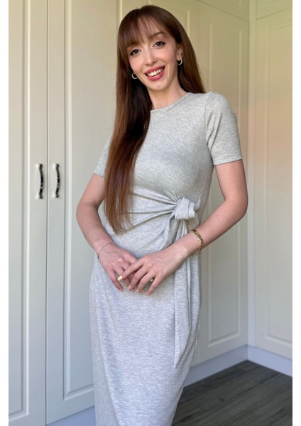 Bağlamalı Midi Modal Elbise