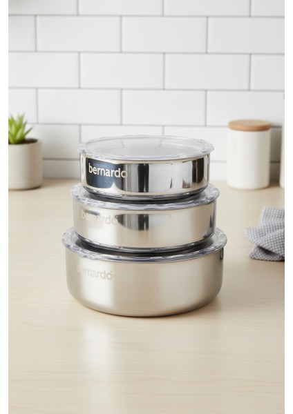 Stelo 3'lü Çelik Saklama Kabı ( 16-18-20 cm ) 6 Parça indirimleri