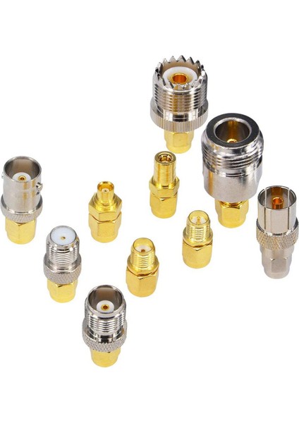 10 Tip Set Sma Adaptör Kitleri Sma Erkek To N/f/bnc/uhf/mcx/smb/tv/tnc Dişi Düz Nikel Altın Kaplama Test Dönüştürücü (Yurt Dışından) indirimleri