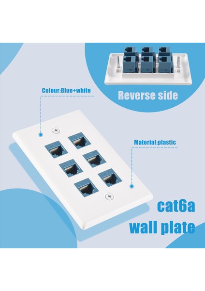 Cat 6 Ethernet Duvar Plakası 6 Port, Ethernet Duvar Plakası Kadın-Kadın Kat7/6/6e/5/5e ile Uyumlu Olabilir (Yurt Dışından) indirimleri