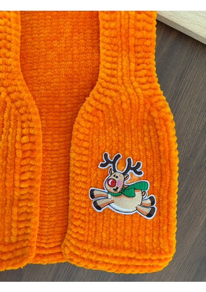 Geyikli El Örgüsü Kadife Bebek Yelek fiyatları