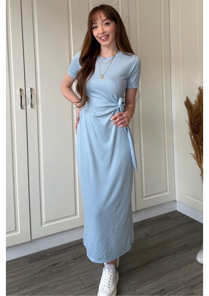 Bağlamalı Midi Modal Mavi Elbise fiyatları