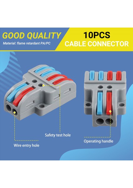 10 Pcs Terminal Bağlantısı Kelepçe Seti, Tel Konektör, Hızlı Kompakt Kablo Konektörü NC-422 Gri (Yurt Dışından) indirimleri