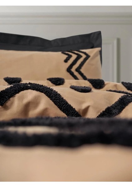 Buğz Cotton Box Puf Nakışlı Ranforce Çift Kişilik Nevresim Takımı Elio Bakır Siyah modelleri