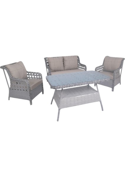 Pasifik Bahçe Mobilyası Balkon & Teras Mobilya Takımı 2+1+1 + 70*120 Masa