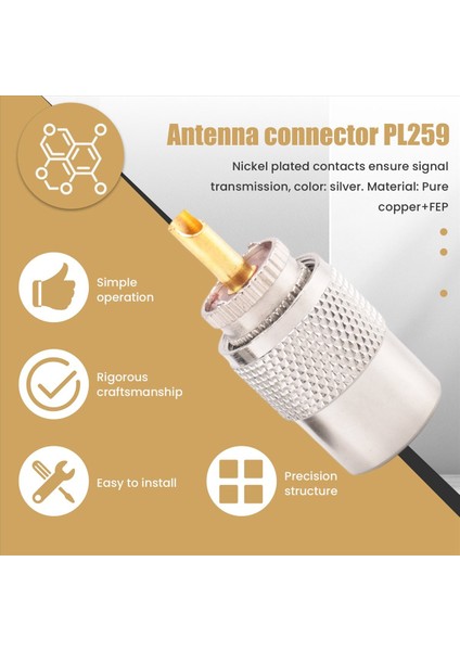 10PCS Rf Konnektör Uhf Erkek Konnektörü Rg8 RG58 Kablo Lug Anten Konnektörü PL259 (Yurt Dışından) indirimleri