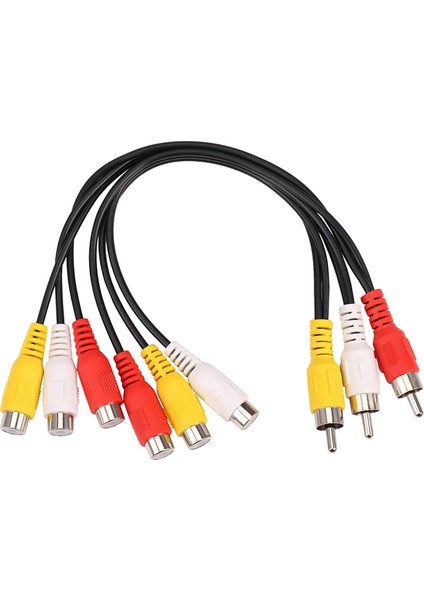 Yeni 3 Rca Erkek To 6 Rca Dişi Fiş Sesi Sesli Tv DVD Video Adaptör Av Kablosu (Yurt Dışından)