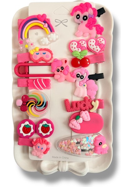 My Little Ponny Temalı Betty Becky Figürlü 14'lü Pens ve Çıtçıt Çocuk Set Toka Pembe fiyatları