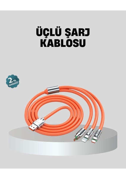Buğz Üçlü Şarj Kablosu – Yüksek Hızlı, Dayanıklı ve Uzun Ömürlü