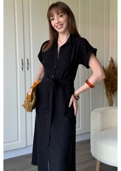 Keten Gömlek Siyah Elbise indirimleri