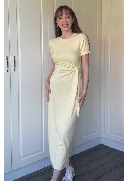 Bağlamalı Midi Modal Sarı Elbise fiyatları