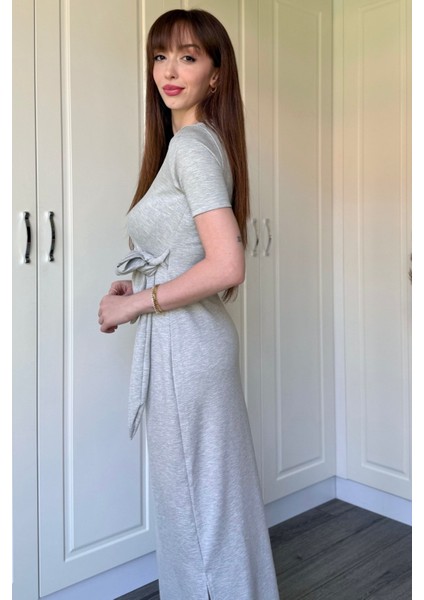 Bağlamalı Midi Modal Elbise