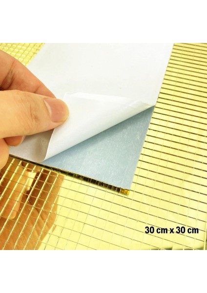 Kare Gold Cam Mozaik Fayans Çıkartmaları El İşi Kare Cam Fayans Kendinden Yapışkanlı Aynalı Dekor Panel 30x30 Cm indirimleri
