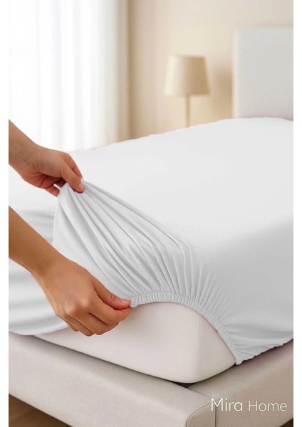 Tek Kişilik Düz Penye %100 Pamuklu Lastikli Çarşaf 100X200 cm Newsheet Beyaz fiyatları