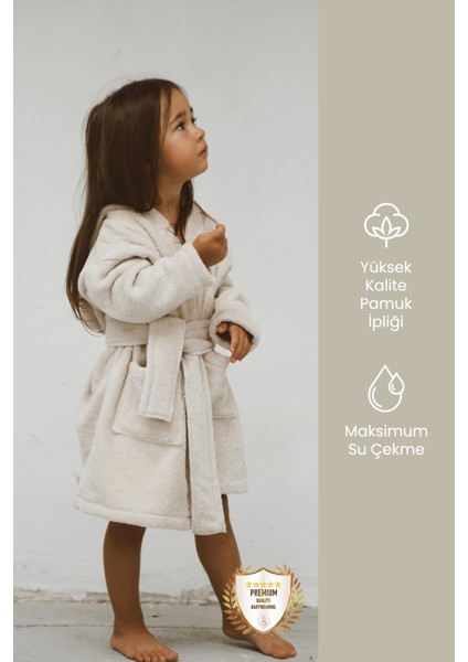 Özel Buldan Dokuması %100 Saf Pamuk Çocuk Bornozu