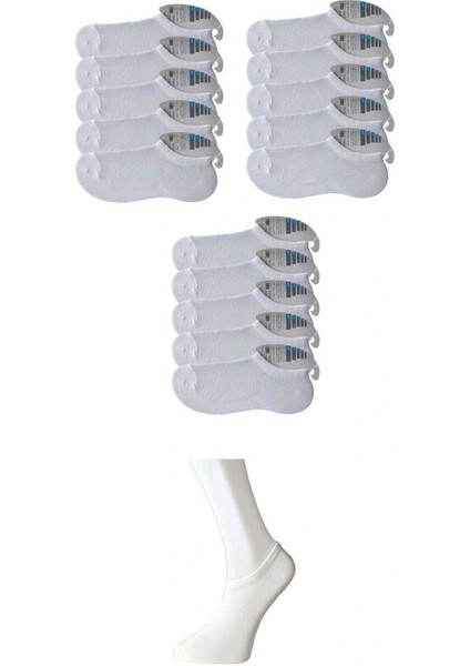 Beyaz Erkek Görünmez Çorap 15 Çift
