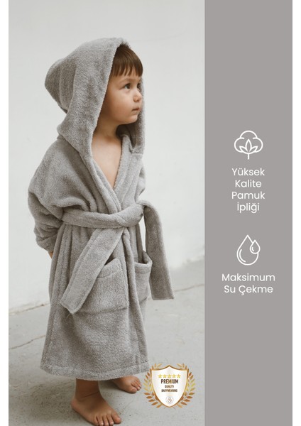 Özel Buldan Dokuması %100 Saf Pamuk Çocuk Bornozu