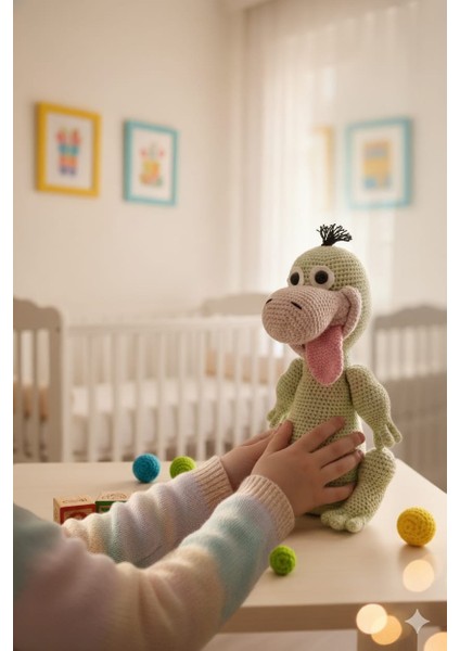 El Yapımı Amigurumi Sevimli Dino 1-4 Yaş modelleri