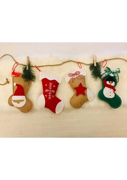 4'lü Set Şömine Çorabı,yılbaşı Ağacı Süsü