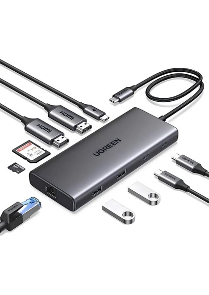 Revodok Pro 10-In-1 1xusb-A 3.0, 1xusb-A 3.2 10GBPS, 2xusb-C 3.2 10GBPS, 1xusb-C Pd 100W, 2xhdmı 4K/60Hz, Sd, Tf, RJ45, 45380