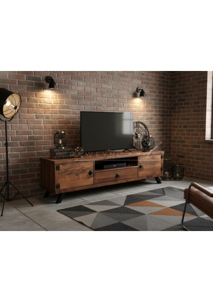 Pearl Doğal Ahşap Çekmeceli Tv Ünitesi - 120CM