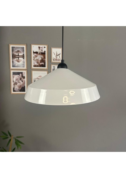 Lema Beyaz Tekli Avize Siyah Yarım Lale Başlık Sarkıt Lamba Restoran Cafe Salon Avizeleri indirimleri