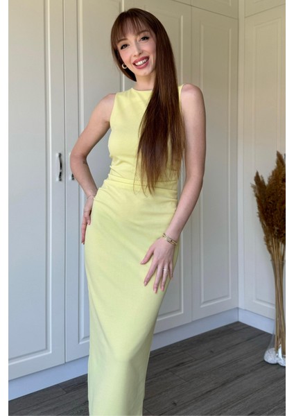 Drapeli Midi Sarı Elbise fiyatları