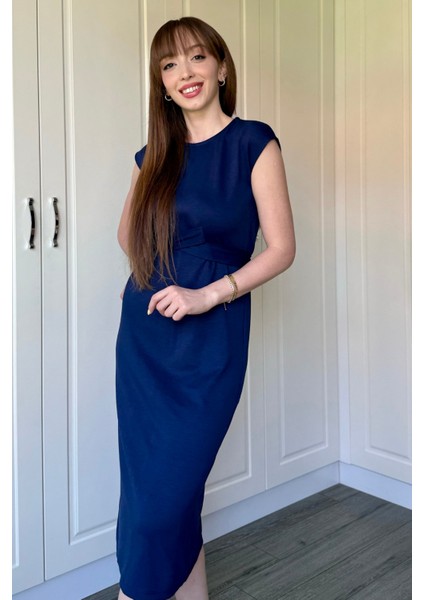 Önden Bağlamalı Lacivert Midi Modal Elbise fiyatları