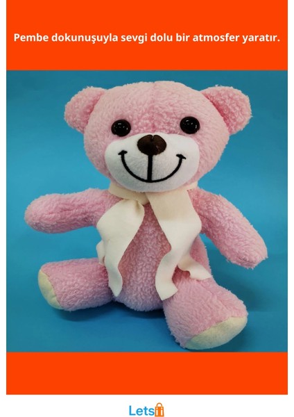 Pembe Peluş Atkılı Oyuncak Ayıcık 25 cm fiyatları