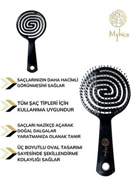 Pro Üç Boyutlu Oval Saç Fırçası Siyah Ergonomik Tasarım ile Kolay Taramaya Yardımcı fırsatları