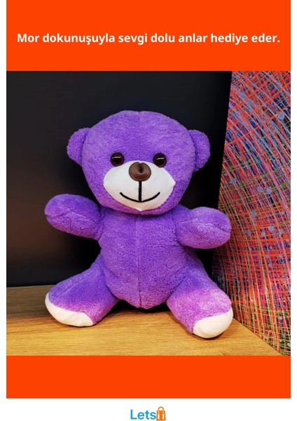 Mor Peluş Yumuşak Oyuncak Ayıcık 25 cm Sevimli Hediye fiyatları
