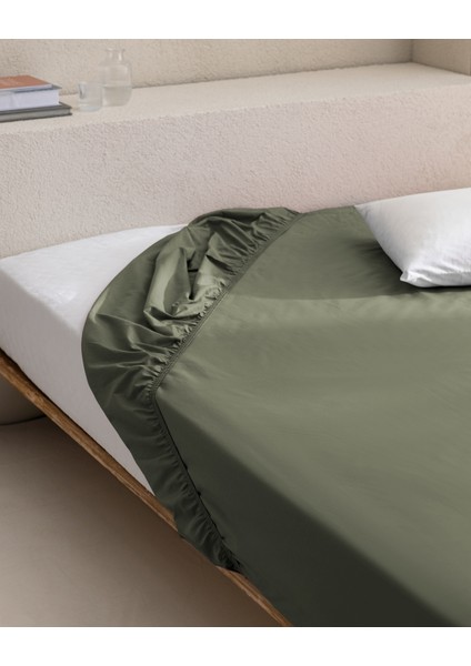 Manon King Size Plus %100 Pamuk Ranforce Lastikli Çarşaf - Yeşil