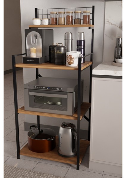 4 Katlı Ayarlanabilir Metal Ahşap Mutfak Raf Ünitesi ,kahve Köşesi ve Küçük Ev Aletleri Düzenleyici modelleri