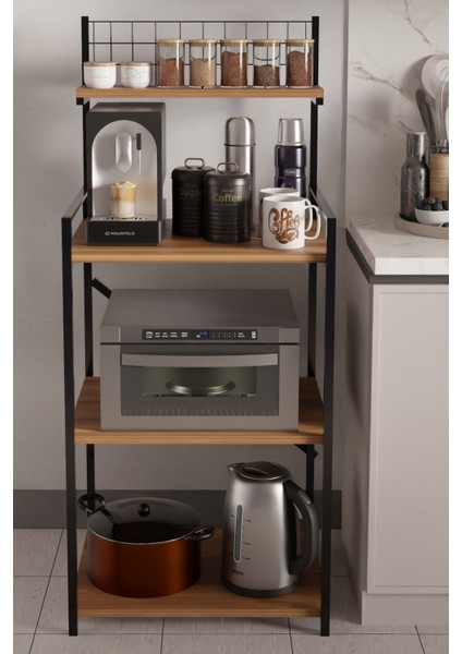 4 Katlı Ayarlanabilir Metal Ahşap Mutfak Raf Ünitesi ,kahve Köşesi ve Küçük Ev Aletleri Düzenleyici indirimleri