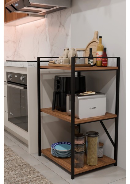 3 Katlı Metal Ahşap Mutfak Rafı ,çok Amaçlı Mutfak Organizer Raf Ünitesi ,kahve Köşesi Mutfak Dolabı