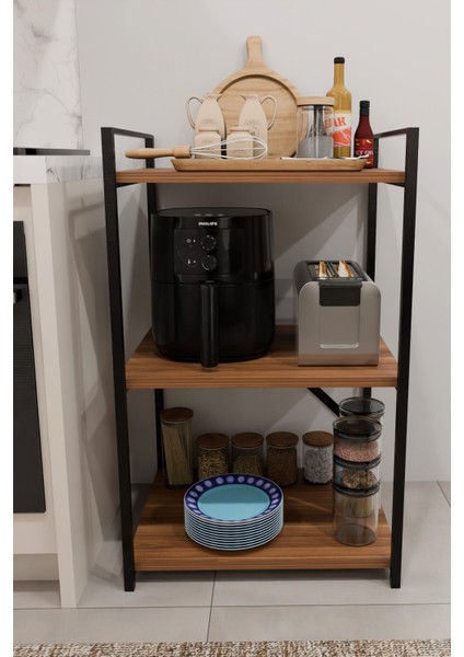 3 Katlı Metal Ahşap Mutfak Rafı ,çok Amaçlı Mutfak Organizer Raf Ünitesi ,kahve Köşesi Mutfak Dolabı modelleri