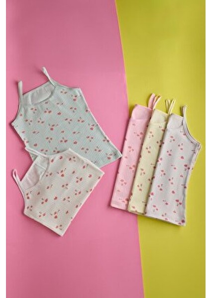 Kız Çocuk Ribanalı İnce Askılı Atlet 5'li Paket Çok Renkli Pamuklu Tasarım modelleri