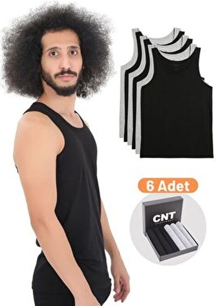 Erkek Atlet Pamuklu Basic 6'lı Premium Paket Kolsuz Bisiklet Yaka Rahat Kullanım